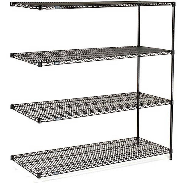 Nexel 4 Tier Black Epoxy Wire Shelving Add-On, 60W x 24D x 86H A24608B - main